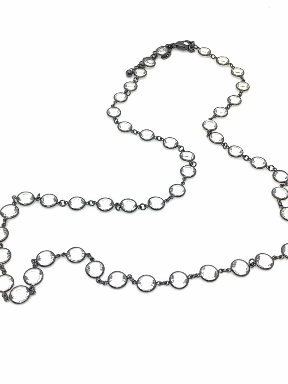 Chico's Necklace Minimalist Clear Glass Cabochones Bezel-Set Lagenlook